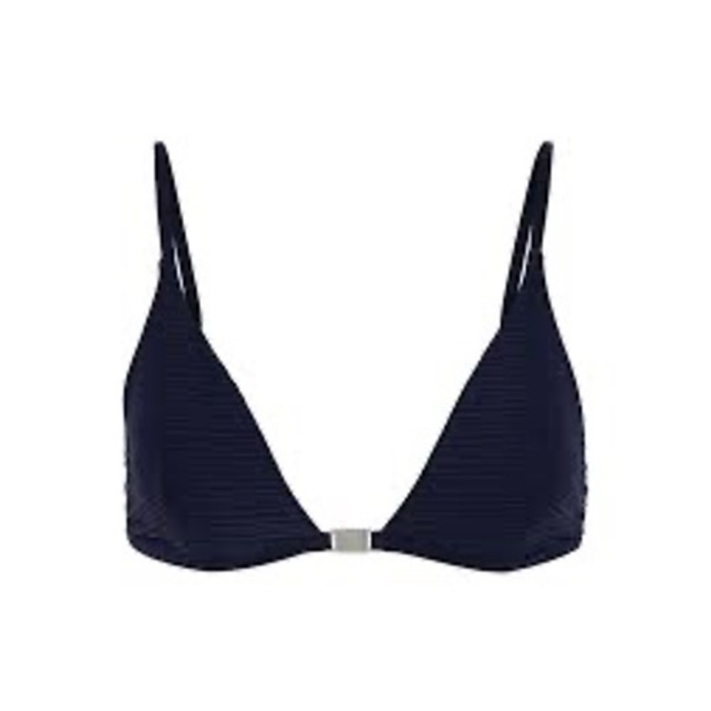 JETS By Jessika Allen Navy Textured Triangle Bikini Top Adjustable Straps